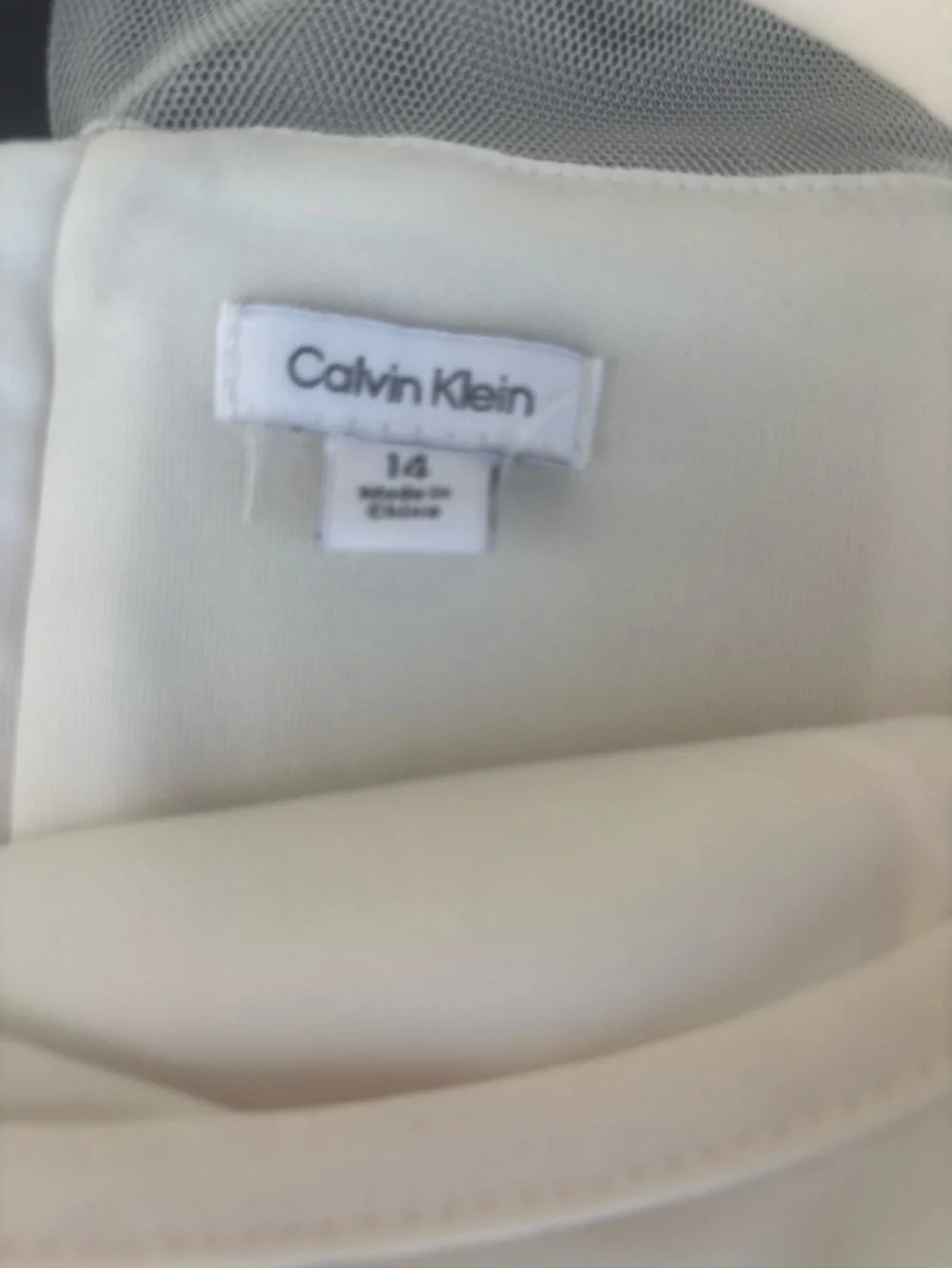 Calvin Klein White Satin Girls Party Dress with Bow Waist